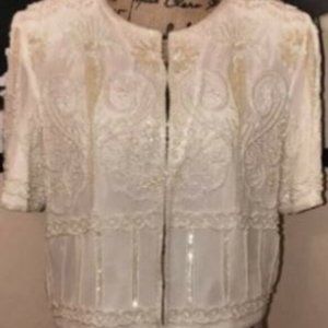 LAURENCE KAZAR Vintage (With Tags) Beaded Ivory Women’s Jacket Size Large
